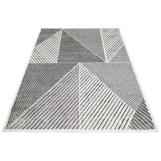 Ciemnoszary prostokątny dywan w geometryczny wzór - Amox 11X ze sklepu Edinos.pl w kategorii Dywany - zdjęcie 172265833