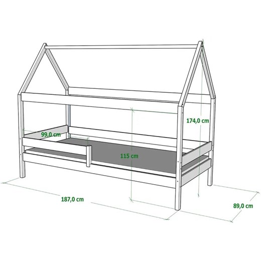 Drewniane łóżko domek dla dziecka, olcha - Petit 3X 180x80 cm Elior One Size Edinos.pl