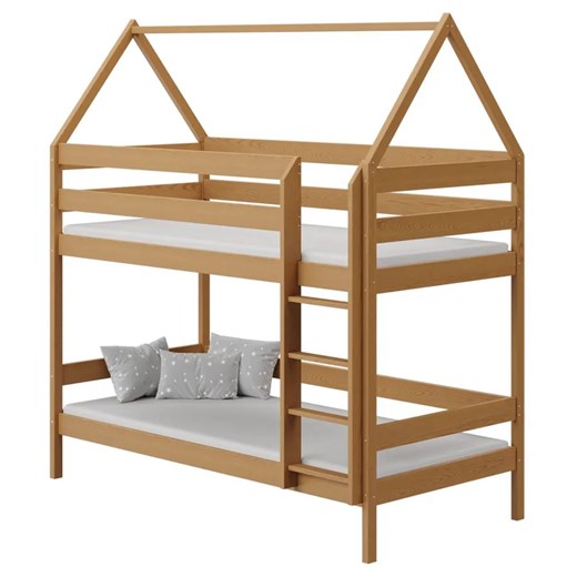 Piętrowe łóżko dziecięce domek plus materace, olcha - Zuzu 3X 200x90 cm ze sklepu Edinos.pl w kategorii Łóżka dziecięce - zdjęcie 172266171