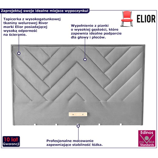 Szare pikowane wezgłowie do łóżka- Rimoso 3X Elior One Size Edinos.pl
