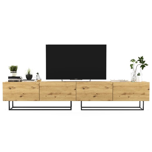 Zestaw szafek rtv na nóżkach dąb artisan - Landor 9X Elior One Size Edinos.pl