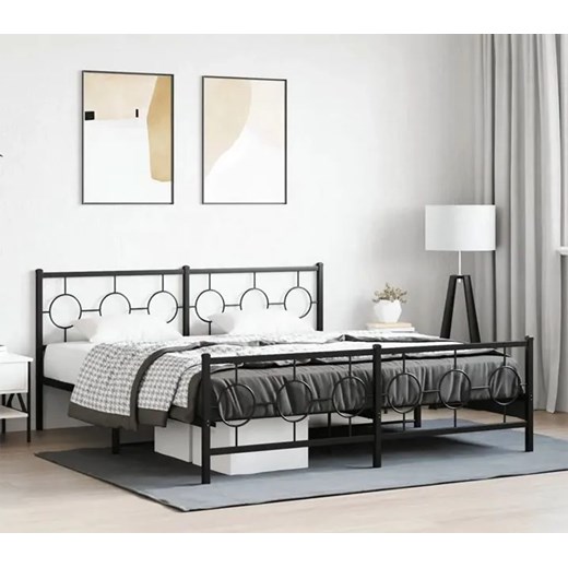 Czarne metalowe łóżko industrialne 180x200cm - Ripper Elior One Size Edinos.pl