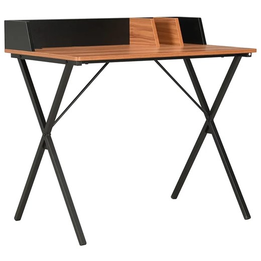 Biurko w stylu loft z przegródkami czarny + brązowy - Tarioz ze sklepu Edinos.pl w kategorii Biurka i sekretarzyki - zdjęcie 172266570