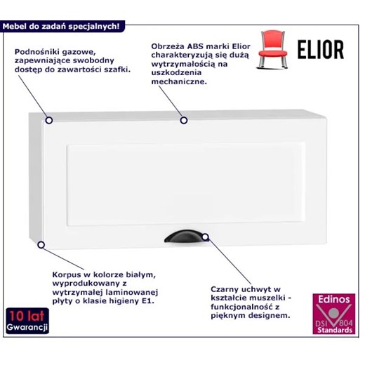 Szafka okapowa do kuchni biała - Pergio 41X 80 cm Elior One Size Edinos.pl