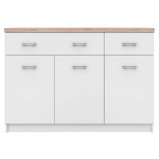 Biała Komoda Z Szafkami I 2 Szufladami 120 Cm E9-C96 ze sklepu Edinos.pl w kategorii Komody - zdjęcie 172267273