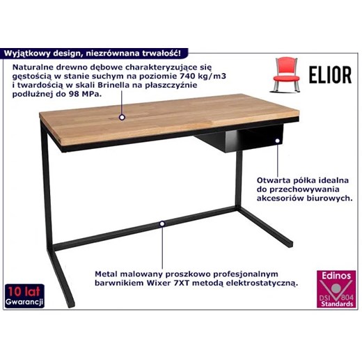 Nowoczesne dębowe biurko z czarnymi nogami - Avorro 10X Elior One Size Edinos.pl