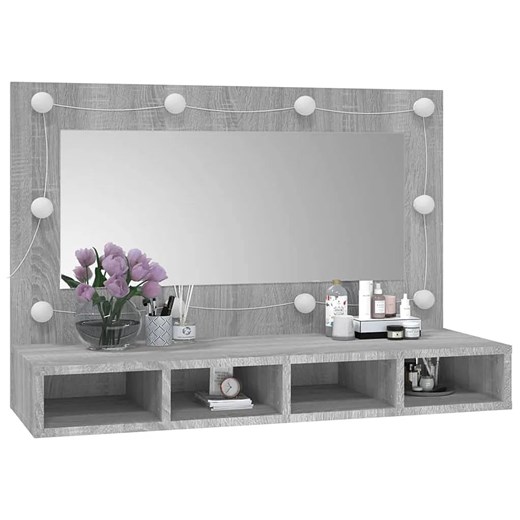 Toaletka kosmetyczna na biurko szary dąb sonoma - Arvola 3X ze sklepu Edinos.pl w kategorii Toaletki - zdjęcie 172267651