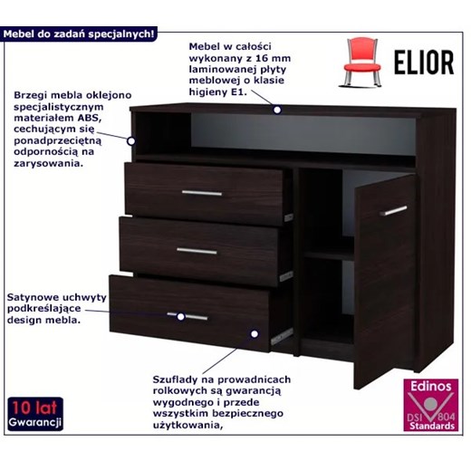 Minimalistyczna komoda z szufladami wenge - Pirex 3X Elior One Size Edinos.pl