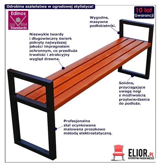 Nowoczesna drewniana ławka parkowa Dianema 180 cm - 84 kolory Elior One Size Edinos.pl