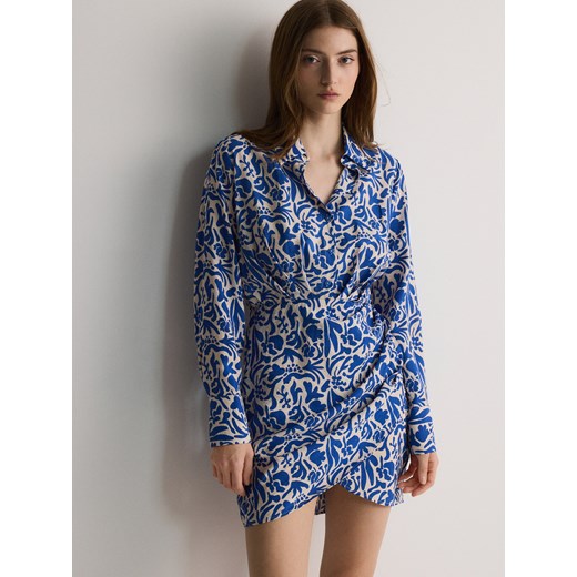 Reserved - Wzorzysta sukienka mini z wiskozy - niebieski ze sklepu Reserved w kategorii Sukienki - zdjęcie 172270150