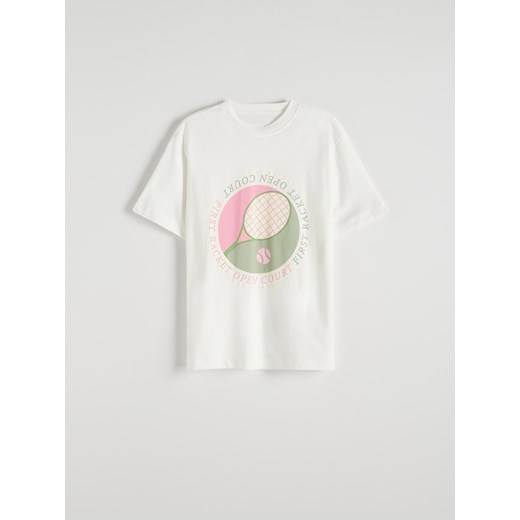 Reserved - T-shirt z nadrukiem - biały ze sklepu Reserved w kategorii Bluzki damskie - zdjęcie 172270431