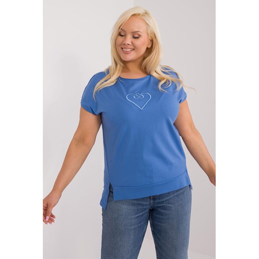 Bawełniana bluzka plus size z naszywką ciemno niebieska ze sklepu 5.10.15 w kategorii Bluzki damskie - zdjęcie 172272713