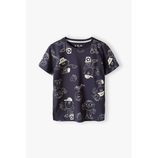 Bawełniany t-shirt dla chłopca - granatowy z nadrukami - 5.10.15. 5.10.15. 104 5.10.15