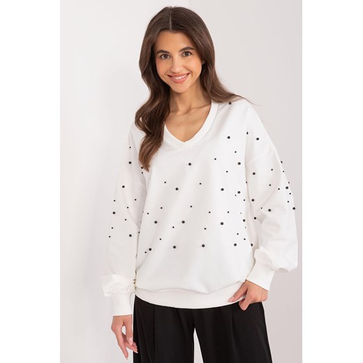 Bluza oversize z perełkami ecru ze sklepu 5.10.15 w kategorii Bluzy damskie - zdjęcie 172272731