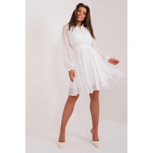 Sukienka koktajlowa z falbaną biała ze sklepu 5.10.15 w kategorii Sukienki - zdjęcie 172272733