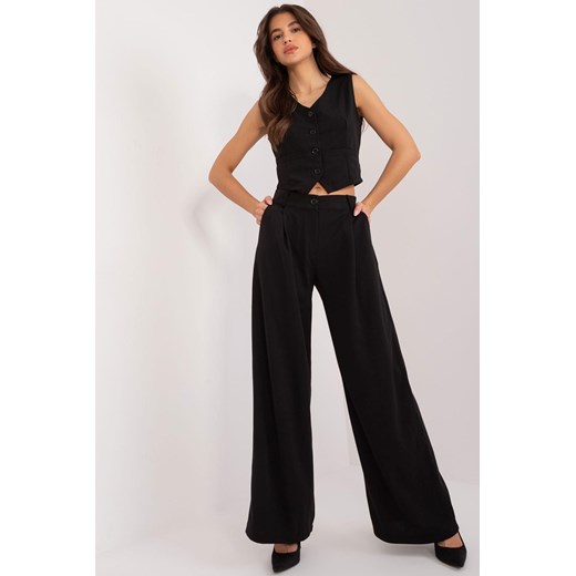 Elegancki komplet z szerokimi spodniami Rue Paris czarny ze sklepu 5.10.15 w kategorii Komplety i garnitury damskie - zdjęcie 172272764