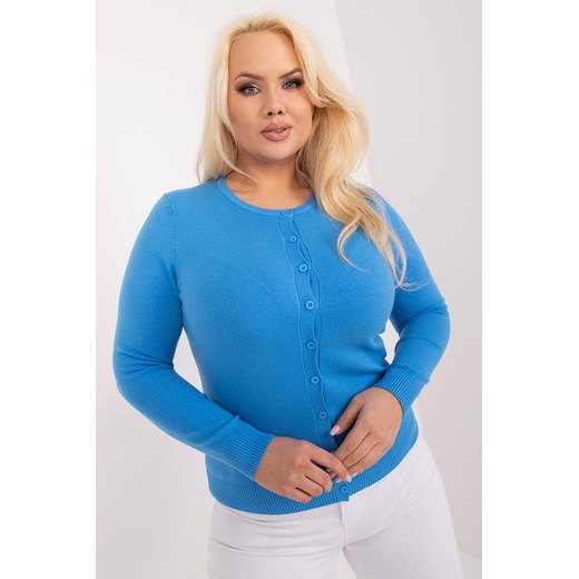Klasyczny Sweter Plus Size Na Guziki niebieski XL/XXL wyprzedaż 5.10.15
