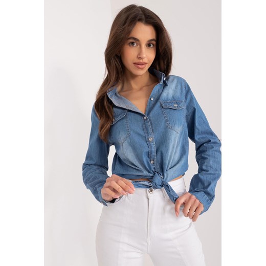 Koszula jeansowa z kołnierzykiem niebieska ze sklepu 5.10.15 w kategorii Koszule damskie - zdjęcie 172272824
