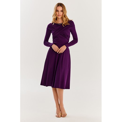 Sukienka infinity midi z długim rękawem Purple Rain XS ze sklepu NAOKO w kategorii Sukienki - zdjęcie 172272934
