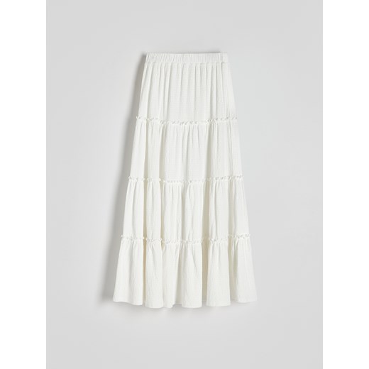Reserved - Spódnica maxi z falbanami - biały ze sklepu Reserved w kategorii Spódnice - zdjęcie 172274314