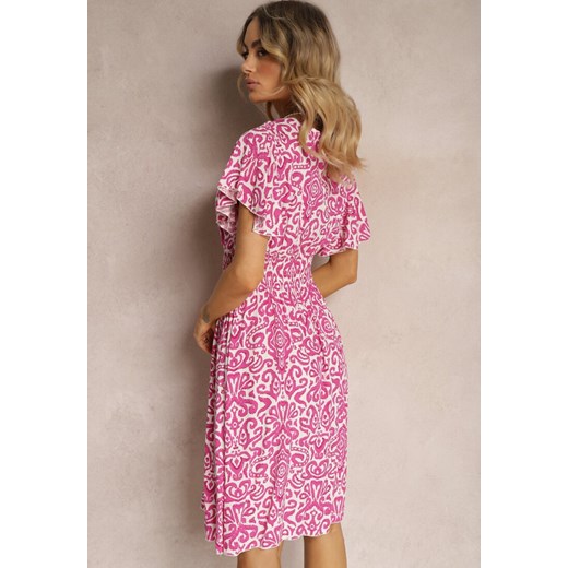 Różowa Sukienka z Kopertowym Dekoltem z Włókna Bambusowego Doremia Renee L Renee odzież okazyjna cena