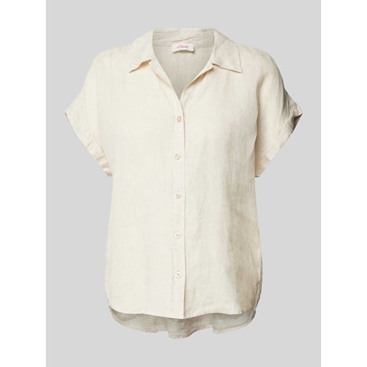Bluzka lniana w jednolitym kolorze ze sklepu Peek&Cloppenburg  w kategorii Koszule damskie - zdjęcie 172276182