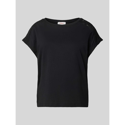 T-shirt z koronką szydełkową i okrągłym dekoltem ze sklepu Peek&Cloppenburg  w kategorii Bluzki damskie - zdjęcie 172276194