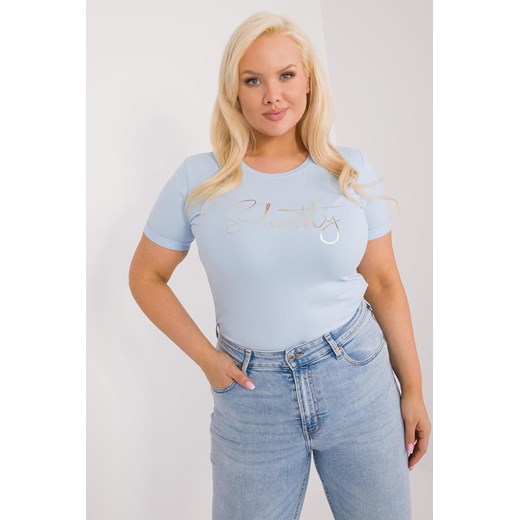 Damska koszulka plus size jasno niebieska ze sklepu 5.10.15 w kategorii Bluzki damskie - zdjęcie 172276473