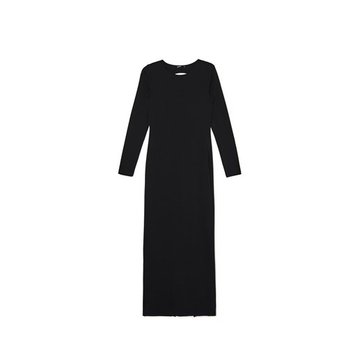 Cropp - Czarna midi z wycięciem na plecach - czarny ze sklepu Cropp w kategorii Sukienki - zdjęcie 172276694