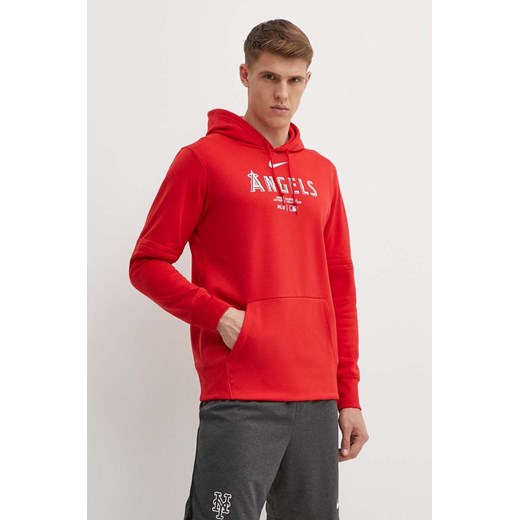 Nike bluza Los Angeles Angels męska kolor czerwony z kapturem z nadrukiem ze sklepu ANSWEAR.com w kategorii Bluzy męskie - zdjęcie 172277540