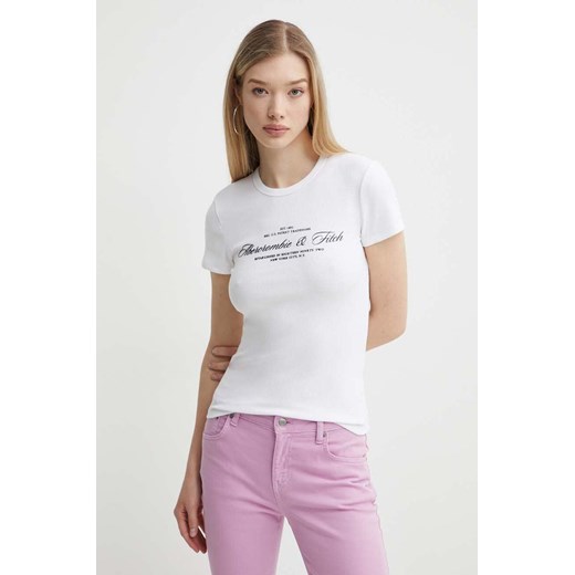 Abercrombie &amp; Fitch t-shirt damski kolor beżowy ze sklepu ANSWEAR.com w kategorii Bluzki damskie - zdjęcie 172277923
