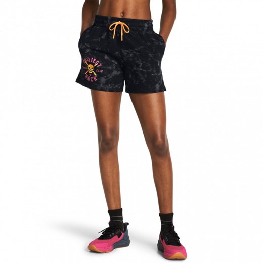 Damskie spodenki treningowe Under Armour Project Rock Underground Terry Shorts - czarne ze sklepu Sportstylestory.com w kategorii Szorty - zdjęcie 172284114