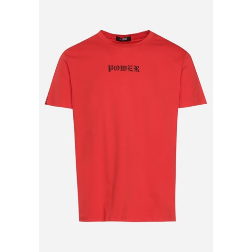 Czerwona Bawełniana Koszulka T-shirt z Nadrukiem Dorolia M okazyjna cena Born2be Odzież