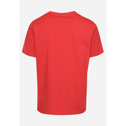 Czerwona Bawełniana Koszulka T-shirt z Nadrukiem Dorolia XL Born2be Odzież wyprzedaż