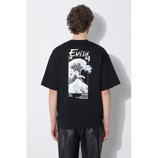 Evisu t-shirt bawełniany Evisu & Wave Print SS Sweatshirt męski kolor czarny z nadrukiem 2ESHTM4WS7058 ze sklepu PRM w kategorii T-shirty męskie - zdjęcie 172285124