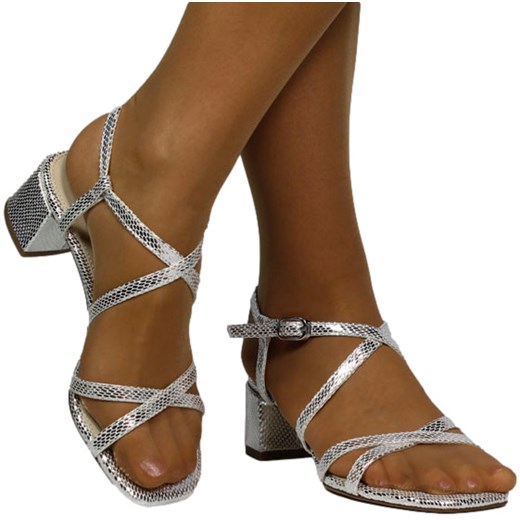 Sandały Stylowe Tamaris na Klocku 1-28204-42 Silver Struct. Tamaris 36 EuroButy.com.pl promocja