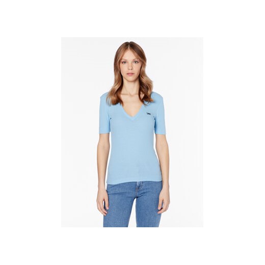 Lee T-Shirt L49FIPA32 112333690 Błękitny Slim Fit ze sklepu MODIVO w kategorii Bluzki damskie - zdjęcie 172288500