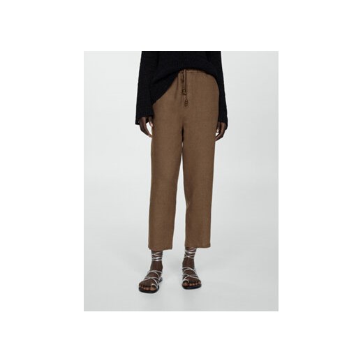 Mango Spodnie materiałowe Linen 67075724 Brązowy Regular Fit ze sklepu MODIVO w kategorii Spodnie damskie - zdjęcie 172288560