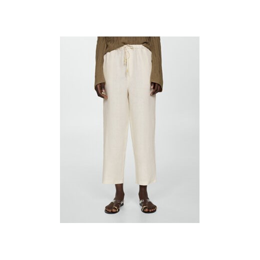 Mango Spodnie materiałowe Linen 67075724 Écru Regular Fit ze sklepu MODIVO w kategorii Spodnie damskie - zdjęcie 172288853