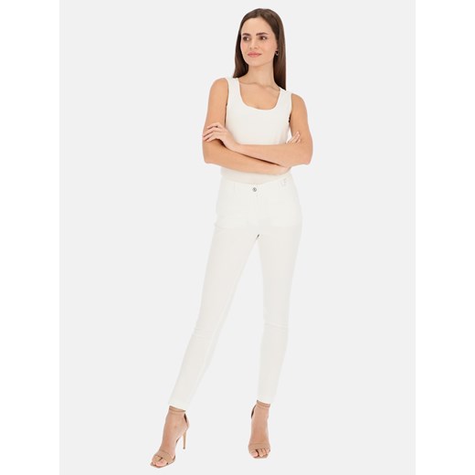 Białe materiałowe spodnie damskie z logo L'AF Marisa ze sklepu Eye For Fashion w kategorii Spodnie damskie - zdjęcie 172289814