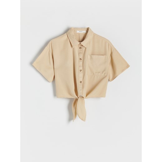 Reserved - Koszula z wiązaniem - beżowy ze sklepu Reserved w kategorii Koszule dziewczęce - zdjęcie 172291074