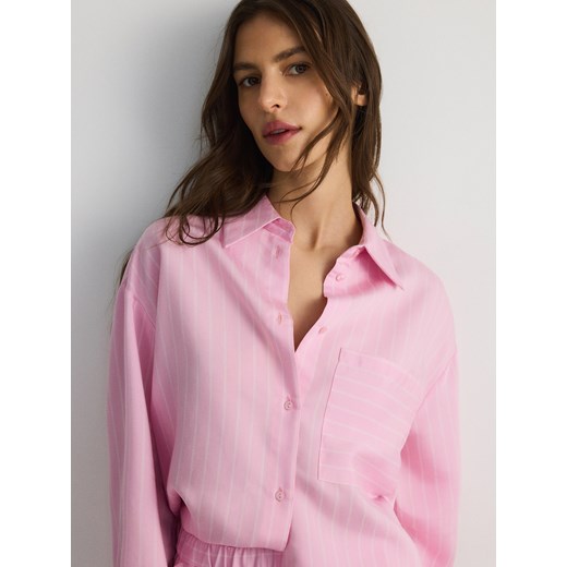 Reserved - Koszula z wiskozą - pastelowy róż ze sklepu Reserved w kategorii Koszule damskie - zdjęcie 172291192