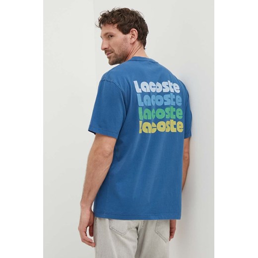 Lacoste t-shirt bawełniany męski kolor niebieski z nadrukiem ze sklepu ANSWEAR.com w kategorii T-shirty męskie - zdjęcie 172291360