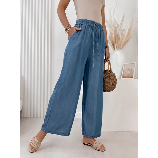 spodnie laki niebieskie uni ze sklepu UBRA w kategorii Spodnie damskie - zdjęcie 172291453