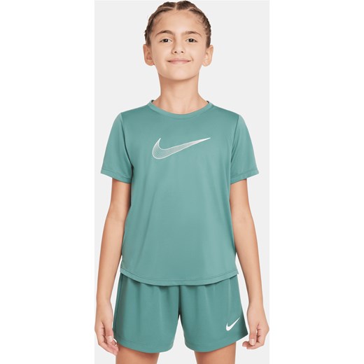 Koszulka treningowa z krótkim rękawem dla dużych dzieci (dziewcząt) Dri-FIT Nike One - Zieleń ze sklepu Nike poland w kategorii Bluzki dziewczęce - zdjęcie 172292211