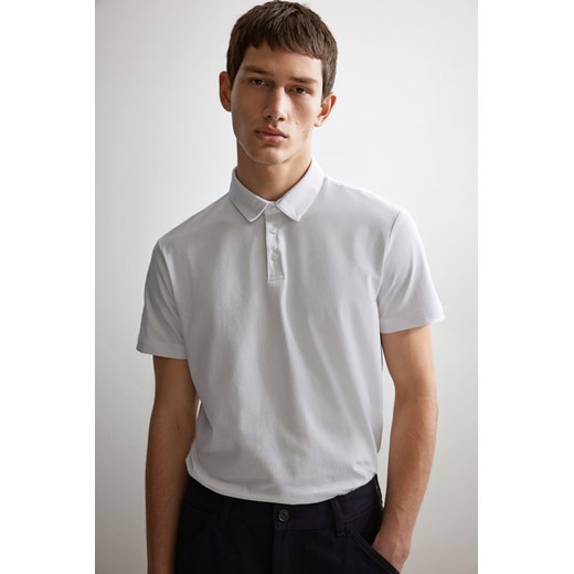 H & M - Top polo Slim Fit - Biały ze sklepu H&M w kategorii T-shirty męskie - zdjęcie 172292323
