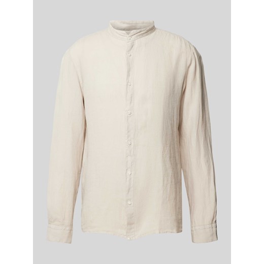 Koszula lniana o kroju slim fit ze stójką model ‘Elvory’ ze sklepu Peek&Cloppenburg  w kategorii Koszule męskie - zdjęcie 172292753