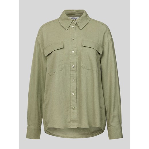 Bluzka lniana o kroju oversized z kieszeniami z patką na piersi model ‘CARO’ ze sklepu Peek&Cloppenburg  w kategorii Koszule damskie - zdjęcie 172292920