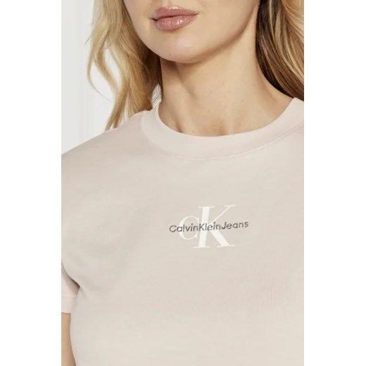 Bluzka damska Calvin Klein z krótkimi rękawami z okrągłym dekoltem z napisem 