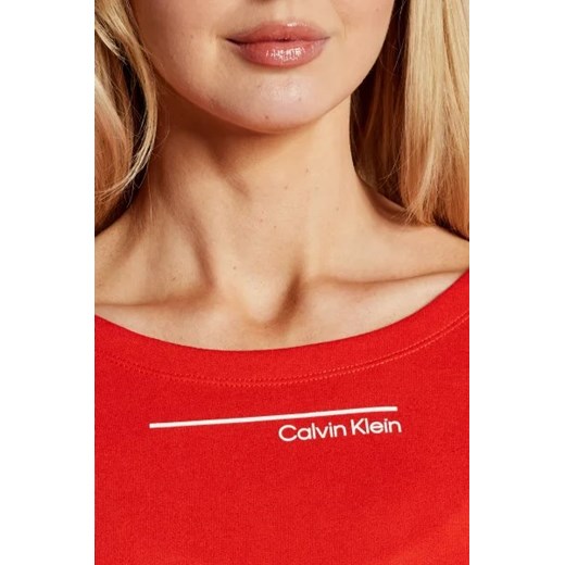 Bluzka damska Calvin Klein wiosenna z okrągłym dekoltem 
